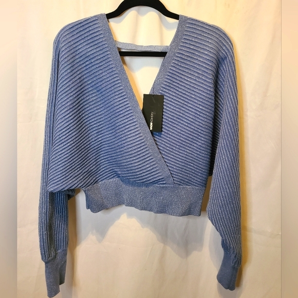Fashion Nova NWT Light Blue w/ Glitter Sweater 179 - Picture 1 of 4